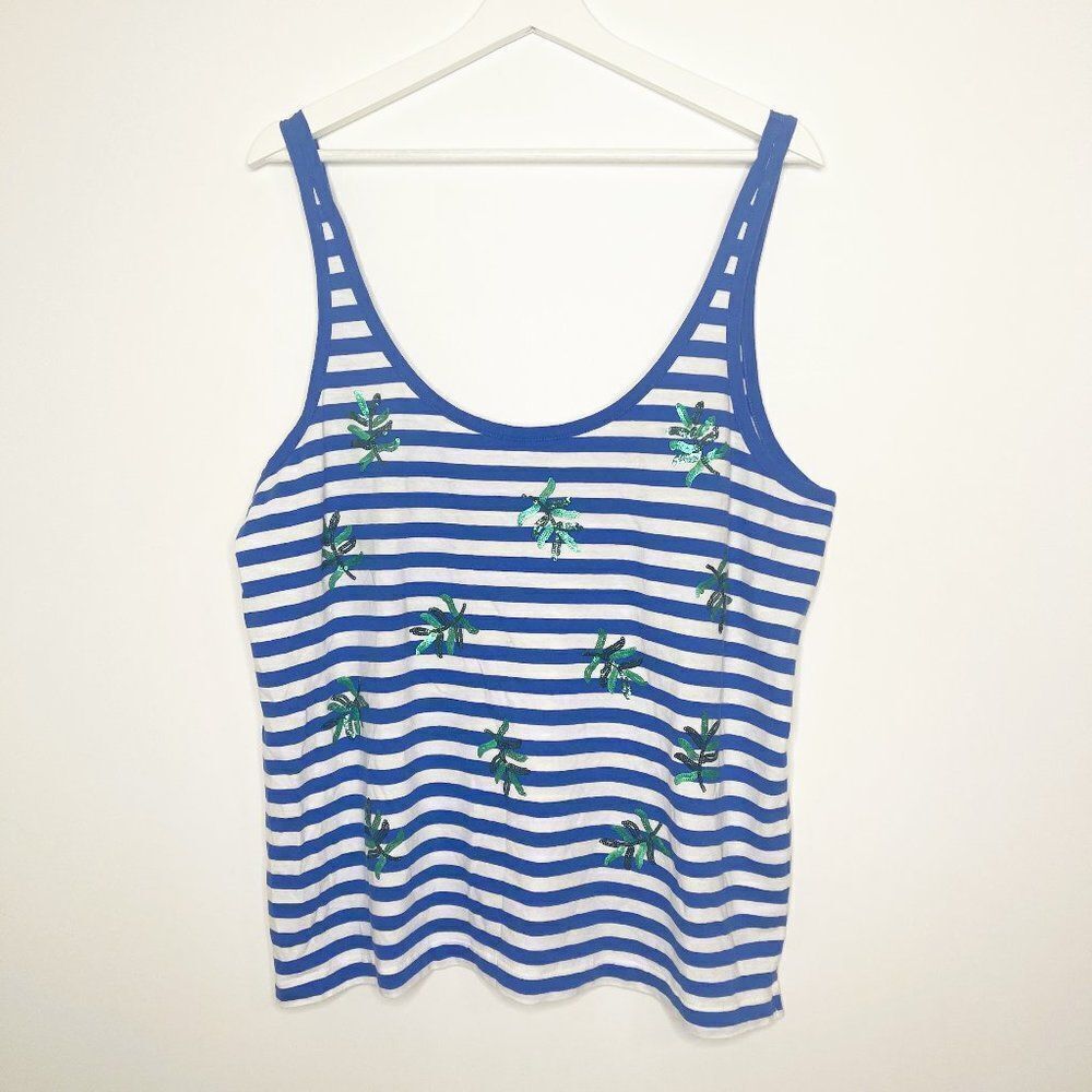 J. CREW Blue Stripe Sequin Tank Top 